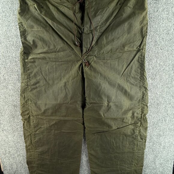 Barbour England Waxed Pant Green Small Flannel Lined A124 Trouser ACTL 37X29 - Picture 1 of 16